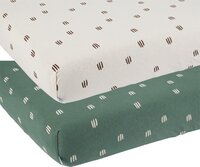Dreambee Hoeslaken voor bed Flo groen/ecru katoen - 2 stuks