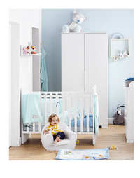 Transland Chambre de bébé 3 pièces (lit évolutif + commode + armoire 3 portes) Alix blanc-Image 1