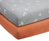 Dreambee Hoeslaken voor bed Kai grijs/roest katoen - 2 stuks