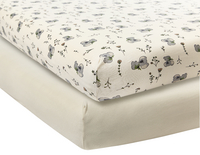 Dreambee Drap-housse pour lit Kai blanc cassé coton - 2 pièces-Avant