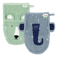 Trixie Gant de toilette Animals Mr. Bear & Mrs. Elephant - 2 pièces