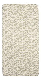 Jollein Drap-housse pour lit Animals Olive Green Lg 60 x L 120 cm