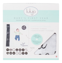 Lulujo Swaddle & Cards Baby's First Year Set Loved Beyond Measure