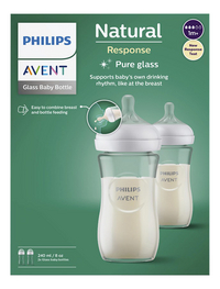 Philips AVENT Glazen zuigfles Natural Response transparant 240 ml - 2 stuks-Vooraanzicht