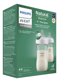 Philips AVENT Glazen zuigfles Natural Response transparant 240 ml - 2 stuks-Linkerzijde