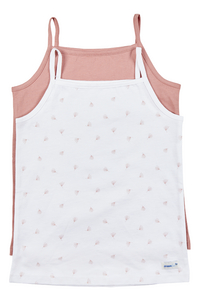 Dreambee Essentials Onderhemdjes roze/wit - 2 stuks maat 104/110-Vooraanzicht