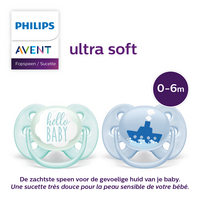 Philips AVENT Fopspeen 0 - 6 maanden Soft Deco blauw/groen - 2 stuks-Artikeldetail
