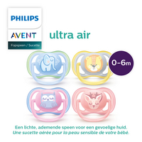 Philips AVENT Fopspeen 0 - 6 maanden Air Animals blauw/geel/roze - 2 stuks-Afbeelding 5