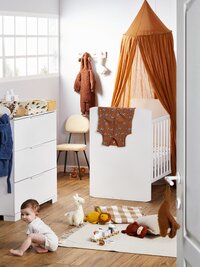 Transland Chambre de bébé 3 pièces (lit évolutif + commode + armoire 3 portes) Alix blanc-Image 2
