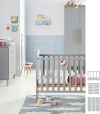 Transland 3-delige babykamer (bed + commode + kast met 3 deuren) Steffi grey-commercieel beeld