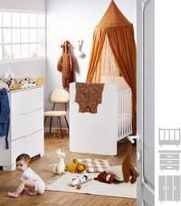 Transland Chambre de bébé 3 pièces (lit évolutif + commode + armoire 3 portes) Alix blanc