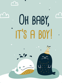 Minimou Geboortebord Oh baby, it's a boy