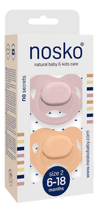 nosko Fopspeen + 6 maanden Baby Pink/Peach - 2 stuks