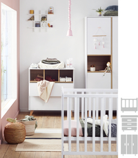 Quax Chambre de bébé 3 pièces (lit + commode + armoire 3 portes) Loft