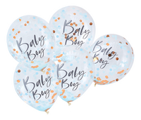 Ginger Ray Ballon à confettis Baby Boy bleu - 5 pièces