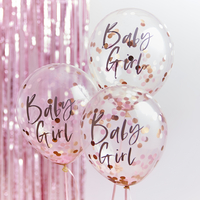 Ginger Ray Confettiballon Baby Girl roze - 5 stuks-Afbeelding 1
