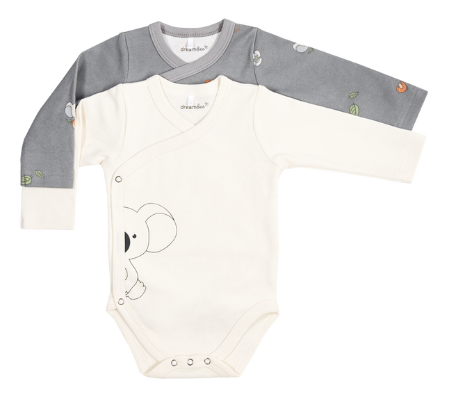 Dreambee Body cache-coeur à manches longues Kai blanc cassé/gris - 2 pièces taille 50/56