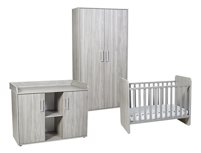 Transland 3-delige babykamer (meegroeibed + commode + kast met 2 deuren) Nolan