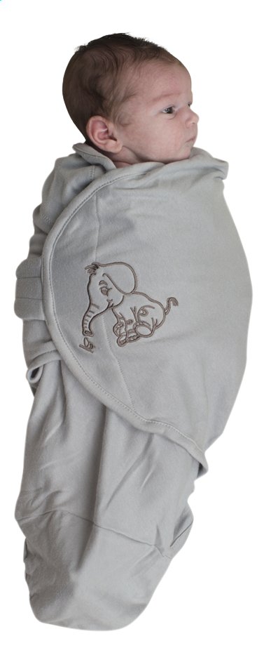 Bo Jungle Couverture d'emmaillotage B-Wrap coton Grey Elephant Small