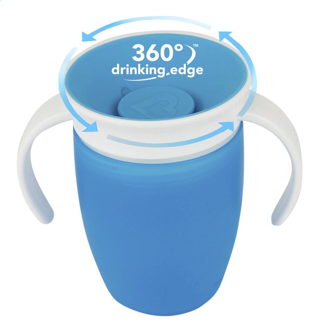 Munchkin Tasse d’Apprentissage Miracle 360, Gobelet Bébé, Tasse Enfant sans  BPA avec Poignées, Tasse Magique Antifuites - 207 ml, Lot de 2, Bleu/Vert