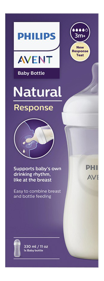 Ga op pad Dochter Scherm Philips AVENT Zuigfles Natural Response transparant 330 ml | Dreambaby