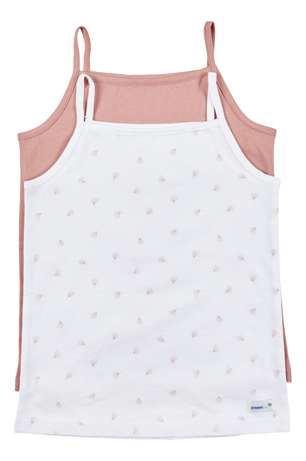 Dreambee Essentials Onderhemdjes roze/wit - 2 stuks maat 104/110