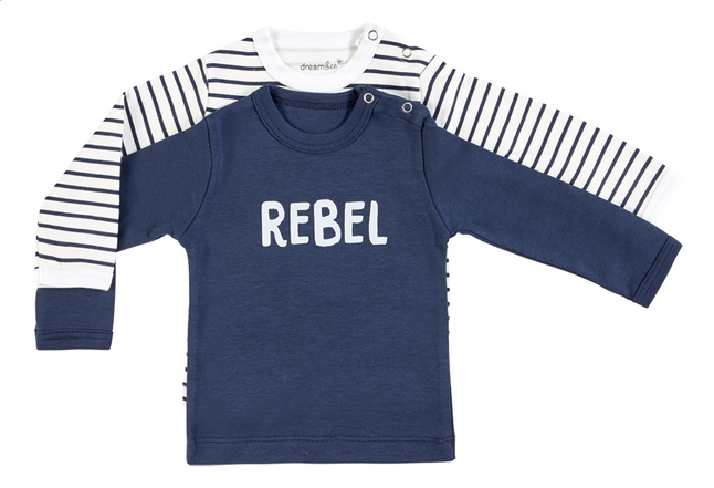 Dreambee T-shirt à longues manches Essentials rebelle bleu marine/blanc - 2 pièces