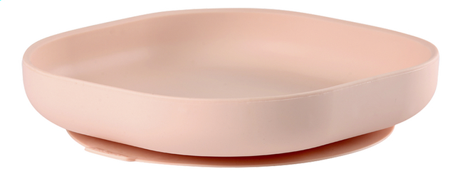 Béaba Plat bord silicone met zuignap roze