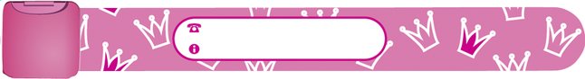 Bracelet d'identification rose avec petites couronnes