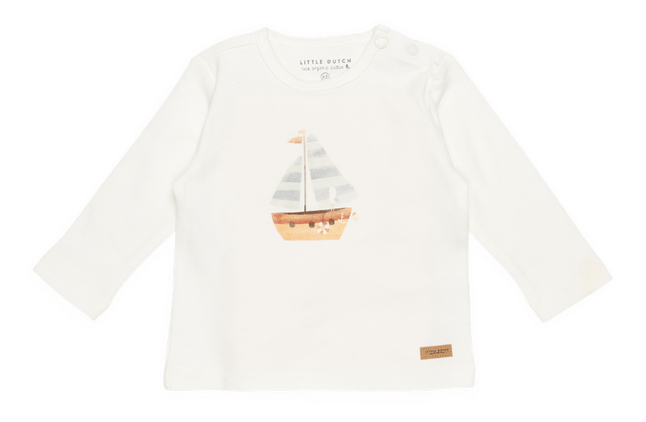 Little Dutch T-shirt met lange mouwen Sailboat Adventures White maat 68