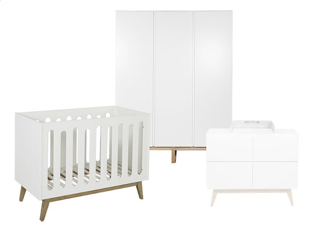 Quax Chambre De Bebe 3 Pieces Avec Armoire 3 Portes Trendy Blanc