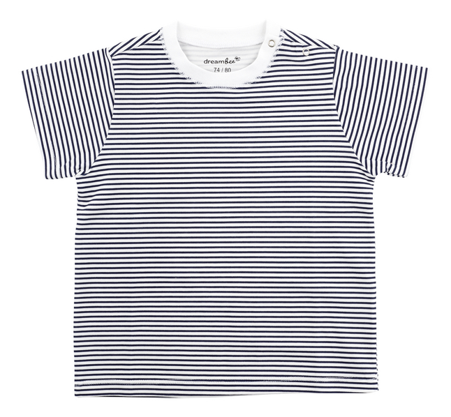 Dreambee T-shirt met korte mouwen streepjes blauw/wit maat 86/maat 92
