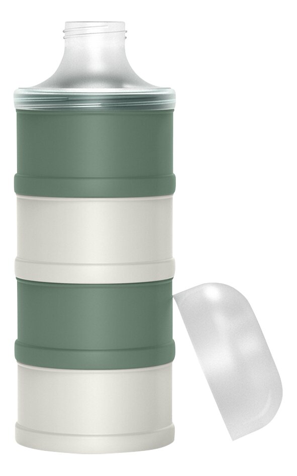Boîte doseuse pour lait en poudre 4 compartiments Cotton white/Sage green